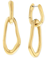 Calvin Klein Gold-Tone Stainless Steel Statement Link Charm Hoop Earrings