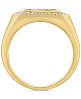 Effy Men's Ruby (5/8 ct. t.w.) Diamond (3/8 ct. t.w.) Baguette Halo Ring in 14k Gold