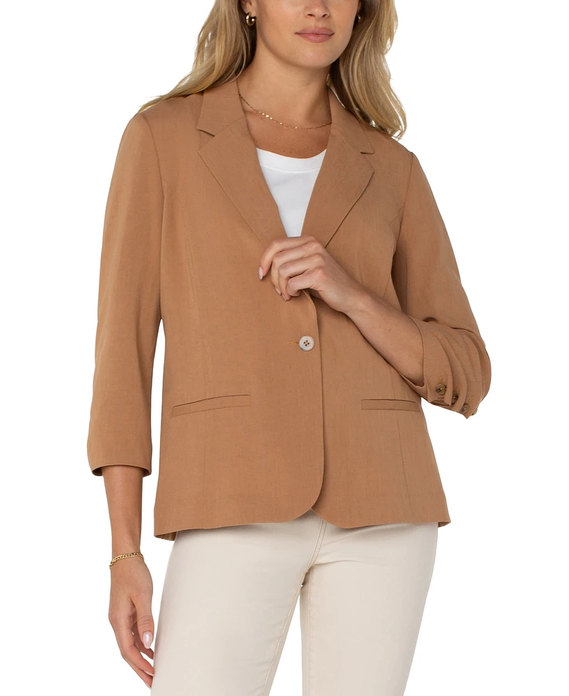 Liverpool Los Angeles Women's Fitted Blazer with Ruched Sleeves