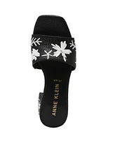 Anne Klein Women's Dolls Embroidered Raffia Block Heel Sandals