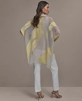Donna Karan New York Womens Brushstroke Burnout Tunic Slim Leg Pants