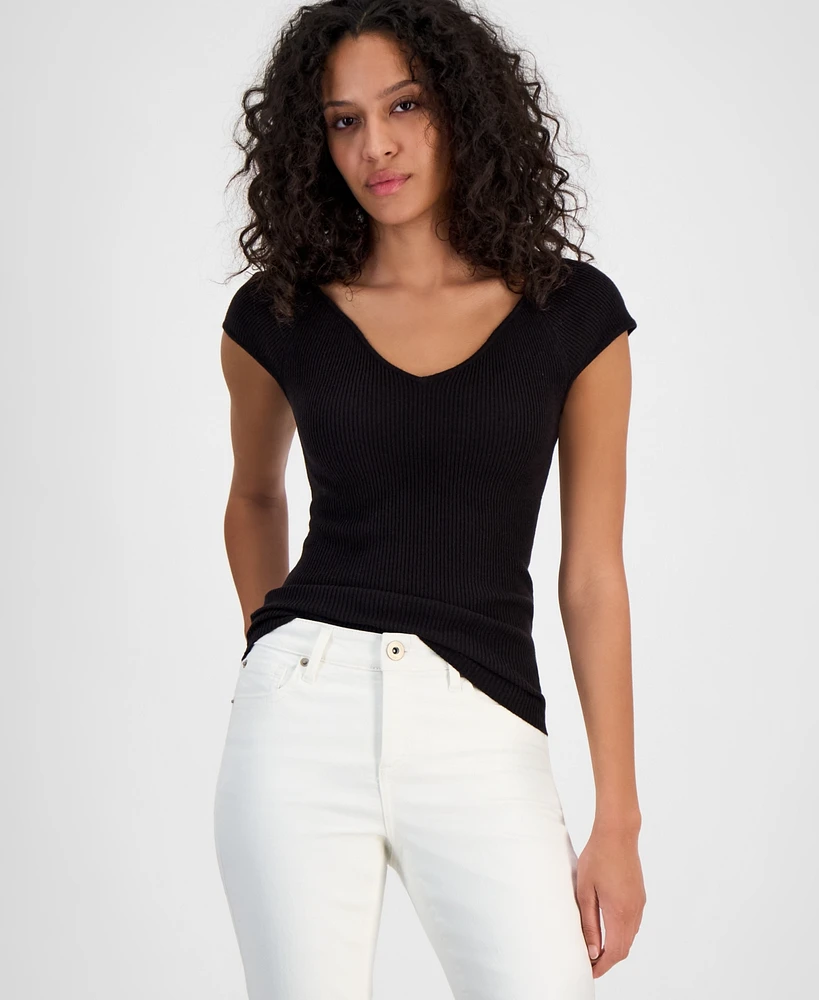 7 For All Mankind Women's Rib-Knit Top