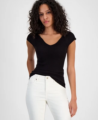 7 For All Mankind Women's Rib-Knit Top