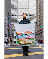 Jessie Zhao New York Double Sided Wool Silk Scarf Of Ocean Breeze