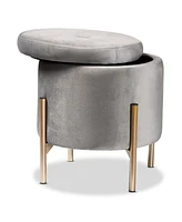 Baxton Studio Malina Contemporary Glam and Luxe Pink Velvet Fabric Upholstered Gold Finished Metal Storage Ottoman