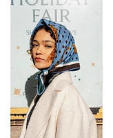 Jessie Zhao New York Double Sided Wool Silk Scarf Of Blue Leopards Garden