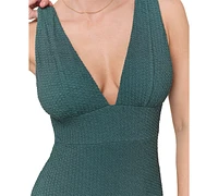 Andie Women's The Mykonos Deep-Plunge Textured Weave One Piece Swimsuit