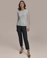 Donna Karan New York Women's Boat-Neck Sheer-Sleeve Sweater