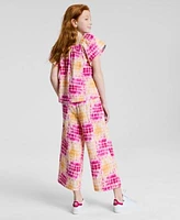 Epic Threads Big Girls Coast Dye Flutter Top Wide Leg Cropped Pants Exclusively At Macys