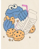 Sesame Street Little Boys Cookie Monster Waffle Knit Pullover Sweatshirt and Jogger Pants Outfit Set