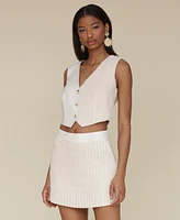 Avec Les Filles Women's Tailored Mixed-Media Vest