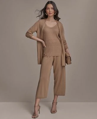 Donna Karan New York Womens Open Front Cardigan Sweater Ribbed Sweater Tank Pull On Pants