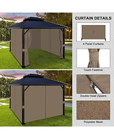Aoodor 12' x 14' Gazebo Curtain Set Protecting Privacy Side Walls 4 Panels,Curtain Only