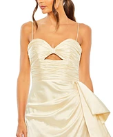 Mac Duggal Women's Strapless Cut Out Side Bow Gown