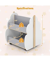 Kids Wooden Bookshelf with Universal Wheels