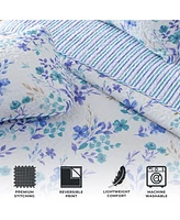 Linery & Co. Blue Floral Microfiber Quilt Set With Shams