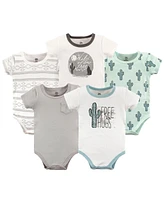 Yoga Sprout Baby Boys Cotton Long-Sleeve Bodysuits 5pk, Metallic Moon, 18-24 Months