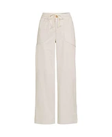 Lands' End Women's Herringbone Chino High Rise Relaxed Straight Drawstring Ankle Pants