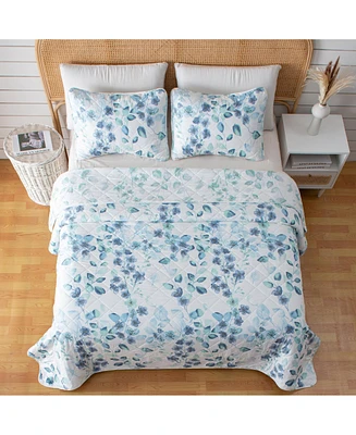 Linery & Co. Watercolor Leaves Microfiber Quilt Set With Shams