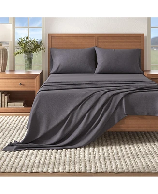 Cotton Blend Double-Brushed Heathered Flannel Bed Sheet Set