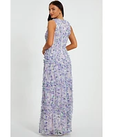 Quiz Women's Floral Puff Sleeve Maxi Dress