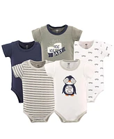 Hudson Baby Infant Boy Cotton Bodysuits 5pk, Football, 18-24 Months