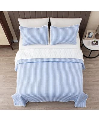 Linery Co. Tiny Stripes Microfiber Quilt Set With Shams