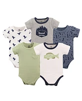 Yoga Sprout Baby Boys Cotton Bodysuits 5pk, Be Clever, 18-24 Months