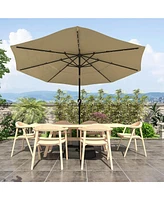 Mondawe 11 ft Solar Led Lighted 3-Tier Outdoor Patio Market Umbrella with Double Air Vent and Push Button Tilt