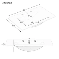 30" Bathroom Vanity with Sink Top, Bathroom Cabinet with Open Storage Shelf and Two Drawers