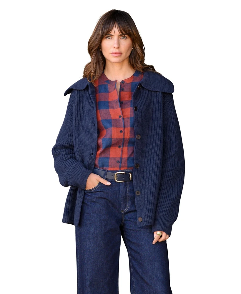 Celtic & Co. Women's Sailor Collar Longline Cardigan