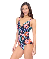 Profile by Gottex Women's Marguerite V Neck Underwire One-Piece Swimsuit