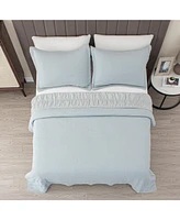 Linery & Co. Textured Spandex Solid Quilt Set With Shams