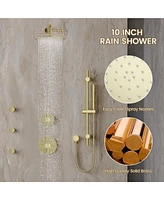 Casainc Pressure-balanced Valve Included All-In-One Kit With Rough In-Valve Thermostatic Shower System Body Jets