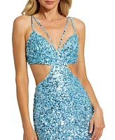 Mac Duggal Women's Thin Strap Cut Out Gown With Ombre Sequins