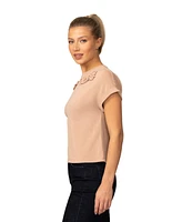 Cable & Gauge Women's Beaded Scuba Knit Top