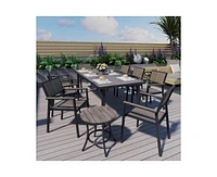 10-Piece Aluminum Outdoor Patio Dining Set with Rectangle Table, Small Side Table and 8-Stackable Chairs