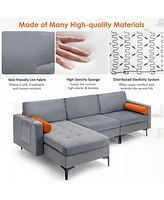 Modular L-shaped 3-Seat Sectional Sofa with Reversible Chaise and 2 Usb Ports