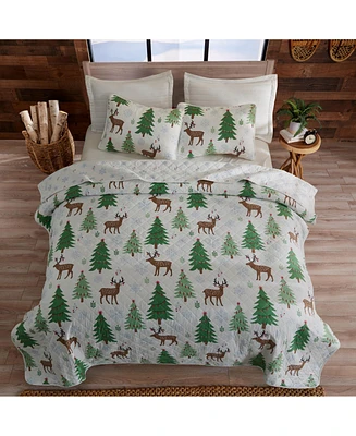 Linery & Co. Christmas Trees Microfiber Quilt Set With Shams