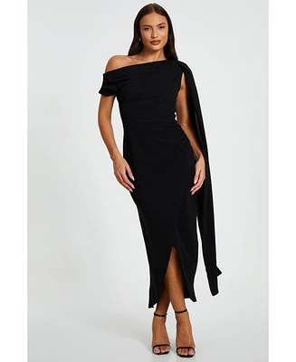 Quiz Women's Scuba Crepe Off the Shoulder Sash Maxi Dress