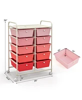 10-Drawer Rolling Storage Cart-Gradient
