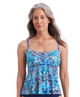 ShapeSolver by Mimi Flamingo Women's Bombay High Low Double Tier Tankini Swimsuit Top