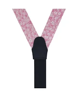 Trafalgar Men's Hanami Cherry Blossom Burst Linen Blend Novelty Button End Suspenders