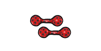 Tuffy Jr 2 Ball Tug Red Paw, 2 Pack Durable Squeaky Dog Toy