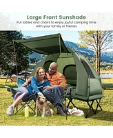 Camping Tent Cot, 5-in-1 Folding Camping Bed with Air Mattress, Pillow, Sleeping Bag, Waterproof Elevated Tent Shelter, Portable Outdoor Sleeping Cot
