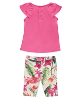 Guess Baby Girls 2-Piece Short Sleeve T-Shirt and Printed Legging Set