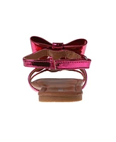 Bebe Little Girls Comfortable and Stylish Flat with Oversized Bows Sandals