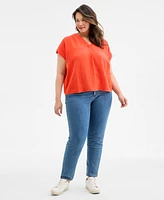 Style & Co Plus Solid V-Neck Camp Shirt, Exclusively at Macy's
