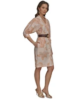 Donna Karan New York Women's Floral-Print Belted Shirtdress