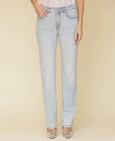 Avec Les Filles Women's Diamante Straight-Leg Jeans
